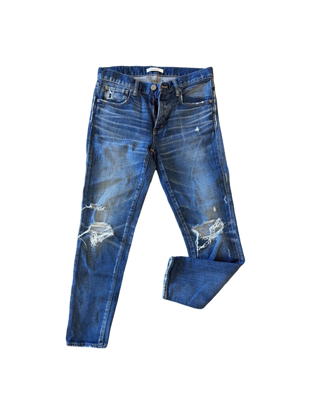 Moussy Distressed Dark Blue Skinny Jeans